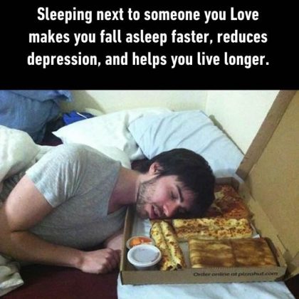 Guy asleep in pizza box meme