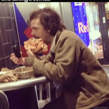 Man eating a pizza meme